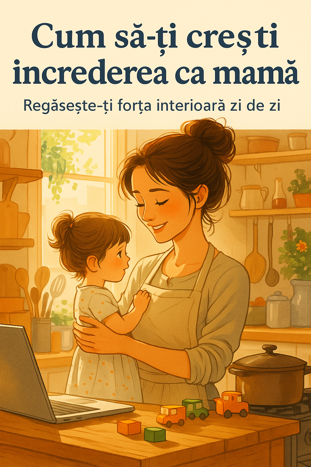 Mamă care își îmbrățișează cu dragoste copilul, amândoi cu ochii închiși, transmitând liniște și încredere